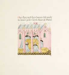 Ms. New Coll 380, f29r. As antiguidades da Igreja Catedral de Santa Maria, Carlisle, desenhada por Robert Carlile, 1795 (caneta e tinta sobre papel)